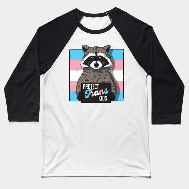 Baby Raccoon Protect Trans Kids Baseball T-Shirt by Luna Illustration